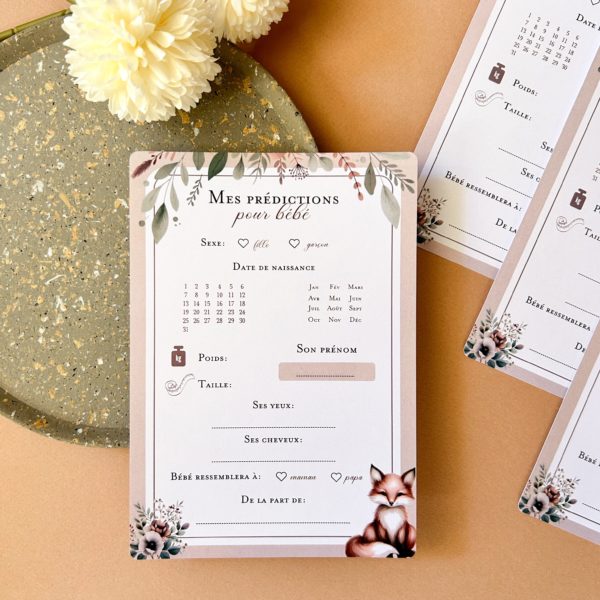 Lot de cartes pronostics "Doux renard"