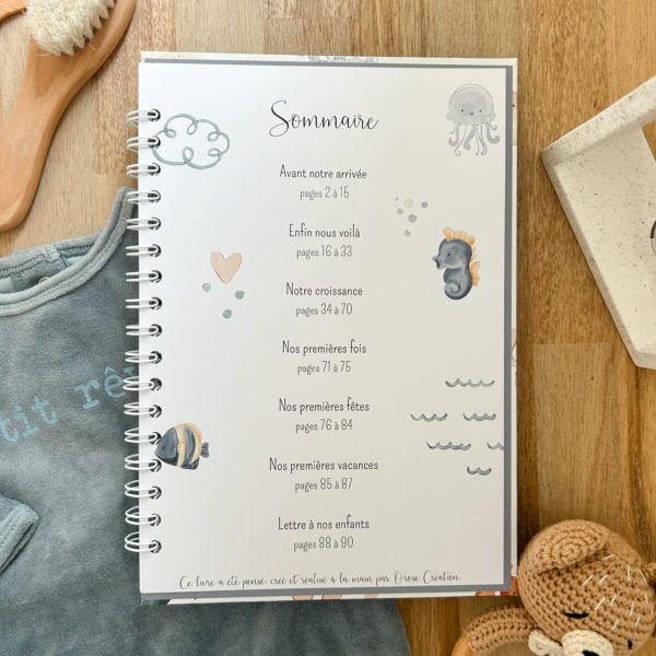 Livre de naissance jumeaux « Petits flots » – Image 9