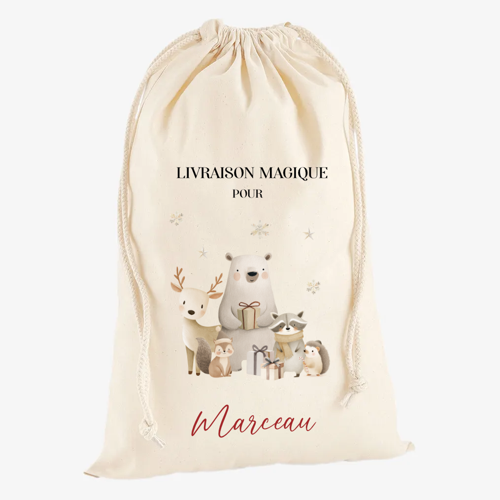 Hotte de Noël "Animaux de la forêt"