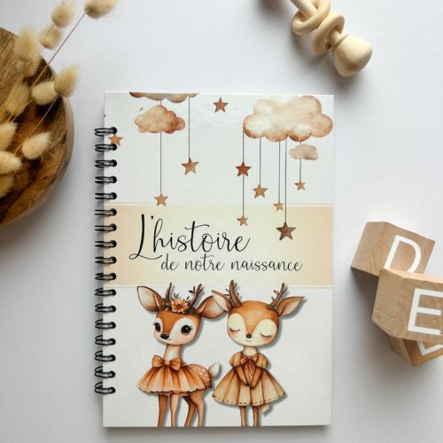 Livre de naissance jumeaux « Amour de biches"
